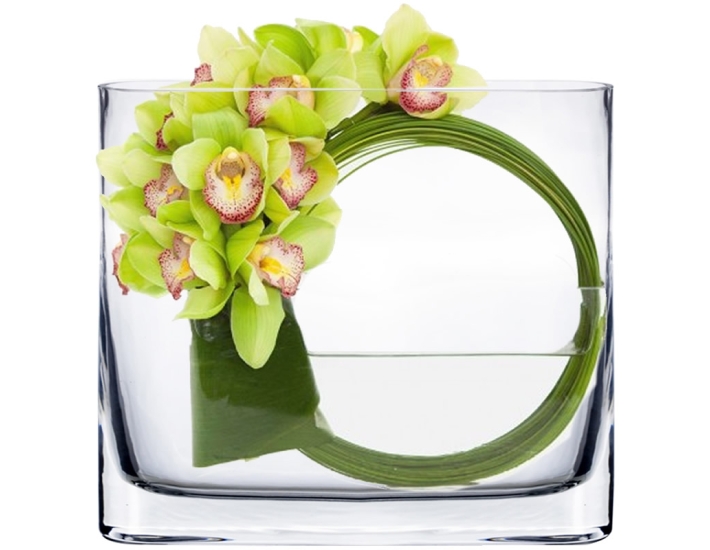 Glass Round Edge Rectangular Vase 8" x 7" x 1.75" Clear (Wholesale Pack 12)