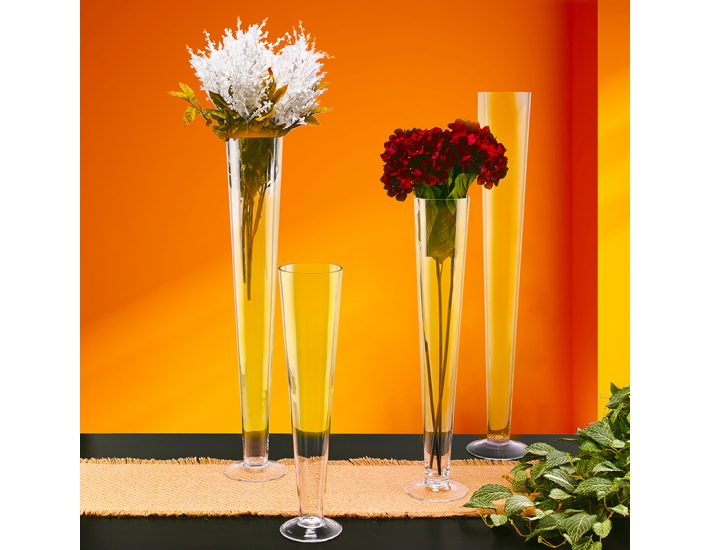 Trumpet Vase Floral Centerpieces H-32" x D-4.5" Clear