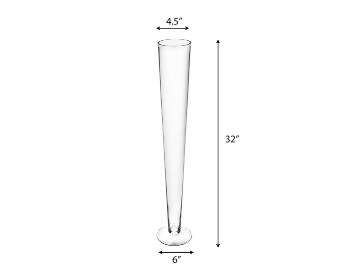 Trumpet Vase Floral Centerpieces H-32" x D-4.5" Clear
