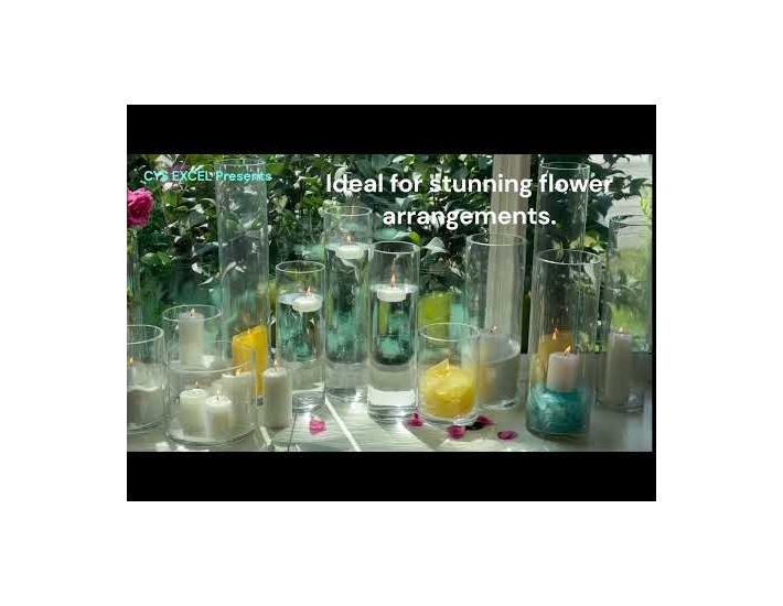 Glass Cylinder Vases, D-4" H-14" (Wholesale 12 PCS/Case)