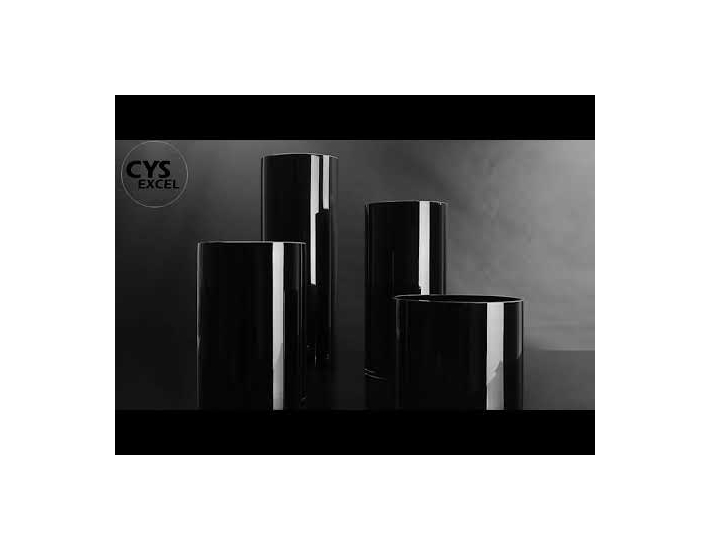Glass Black Cylinder Vase, D-4" H-16", Pack of 6 pcs