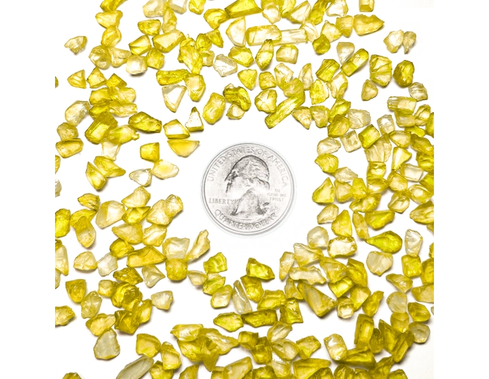 Yellow Crushed Glass Gravel Vase Filler, Approx. 42 Cups/LB (Wholesale 28 LBS/Case)